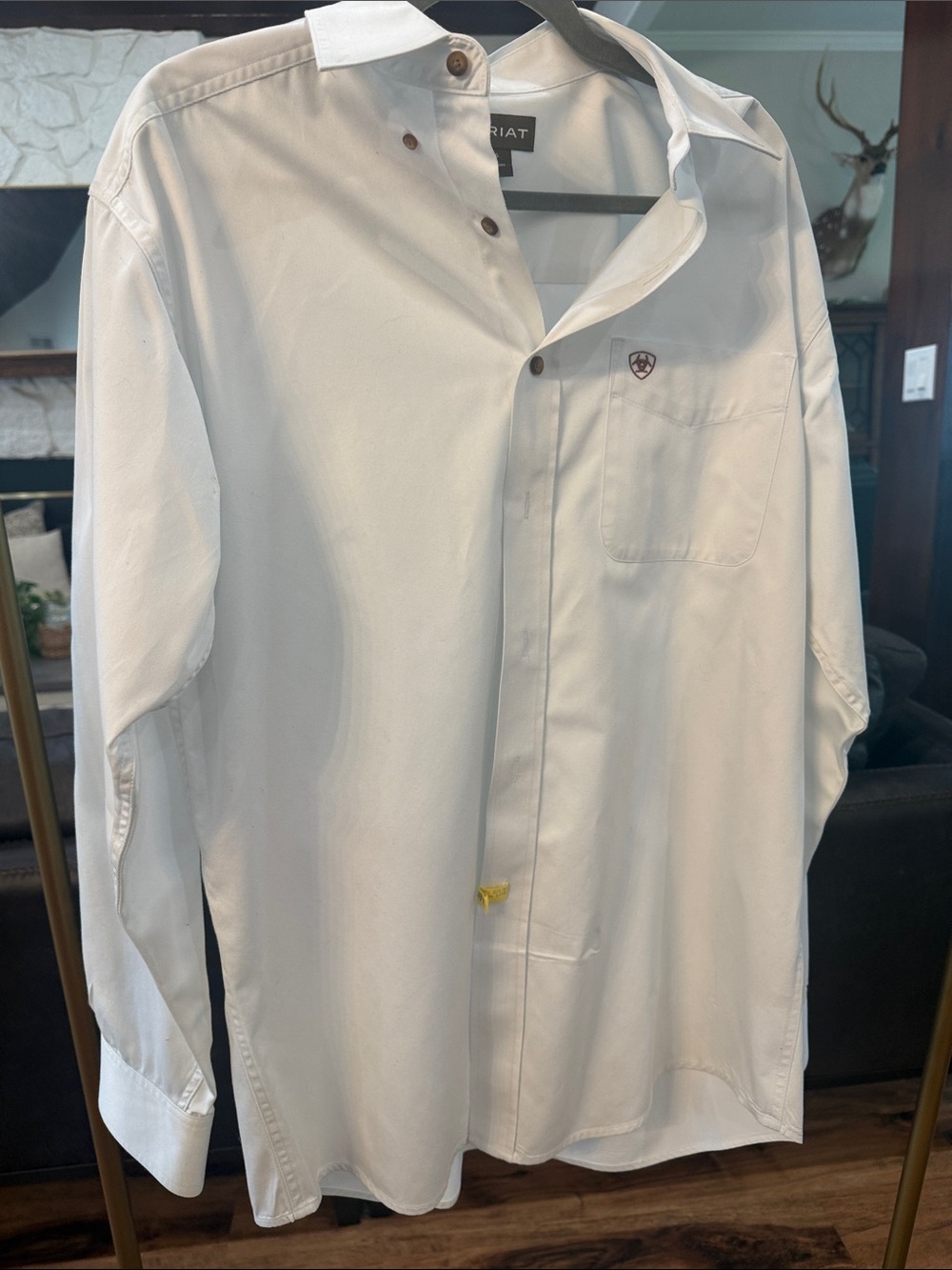 Ariat White Long-Sleeve Button-Down Shirt with Chest Pocket